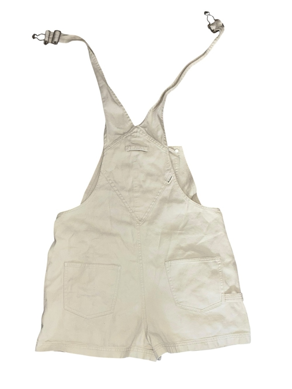 EUC Billabong Cream Denim Short Overalls Women's Medium Boho Summer Festival - Picture 9 of 13
